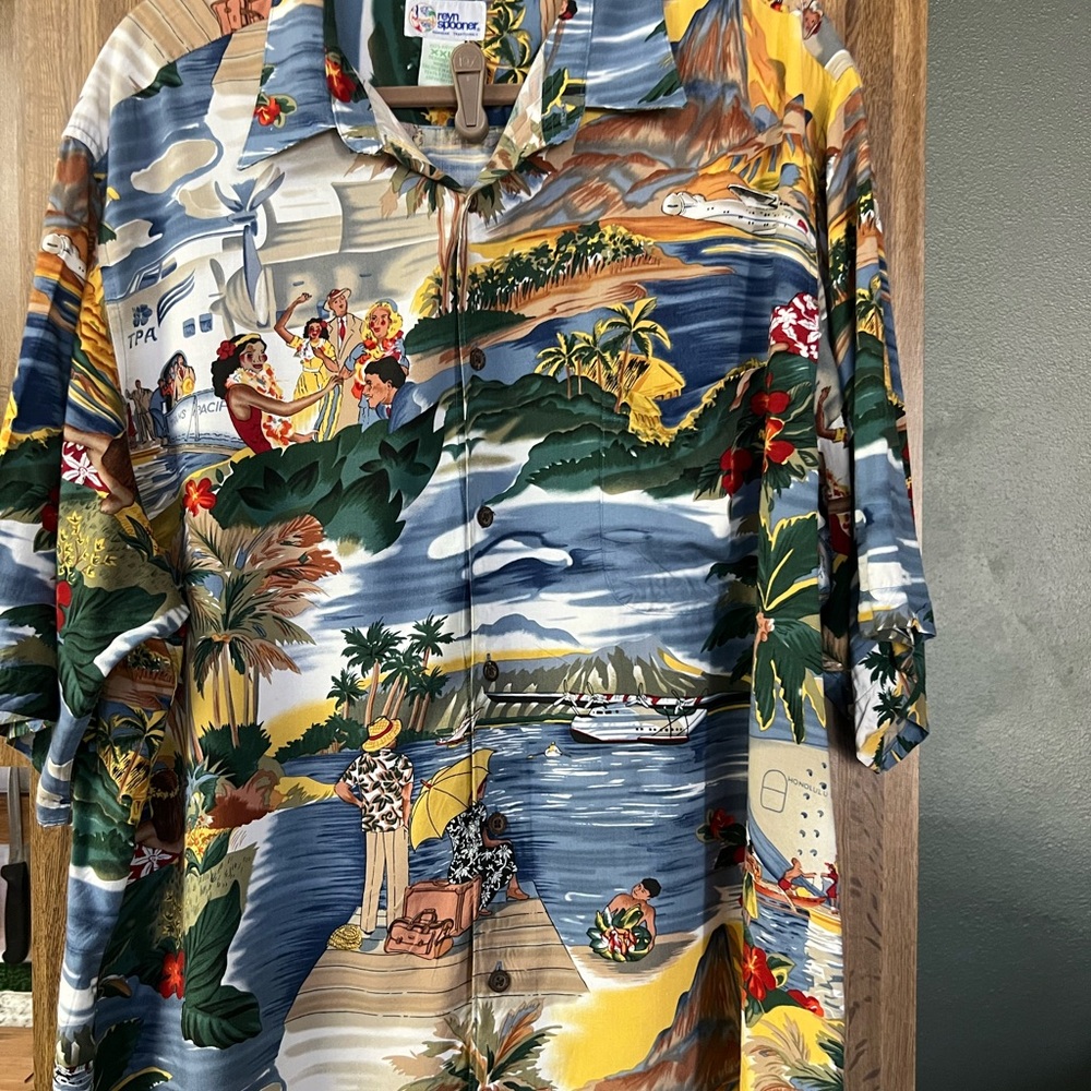 Reyn Spooner Green and Yellow Hawaiian Shirt
